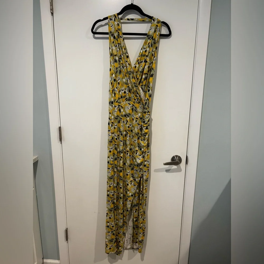 Free People Daria Halter Maxi Dress Apple Mint Low Back Slit Plunge Size Small - Picture 8 of 14